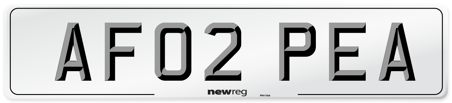 AF02 PEA Number Plate from New Reg